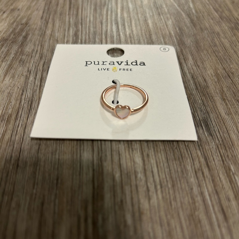 NWT Puravida rose gold heart ring size 8